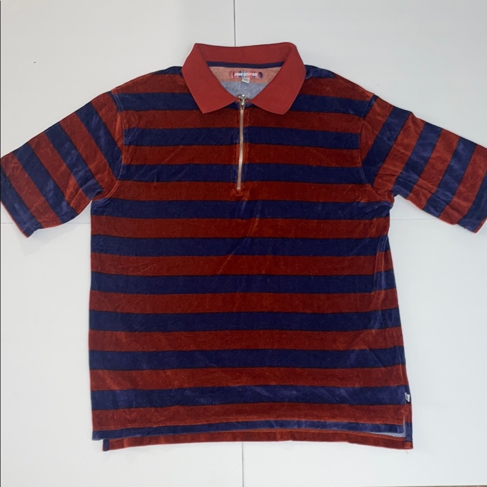 Urban Outfitters Red and Blue Striped Polo